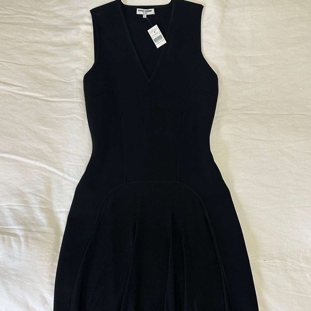 Opening Ceremony Black V-Neck Midi Dress